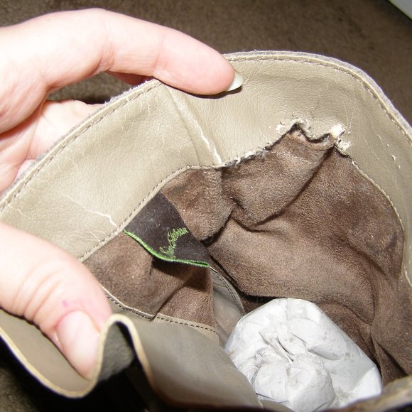 size 8.5 SAM EDELMAN Taupe/beige Leather Studded Biker Moto boots - Picture 13 of 15